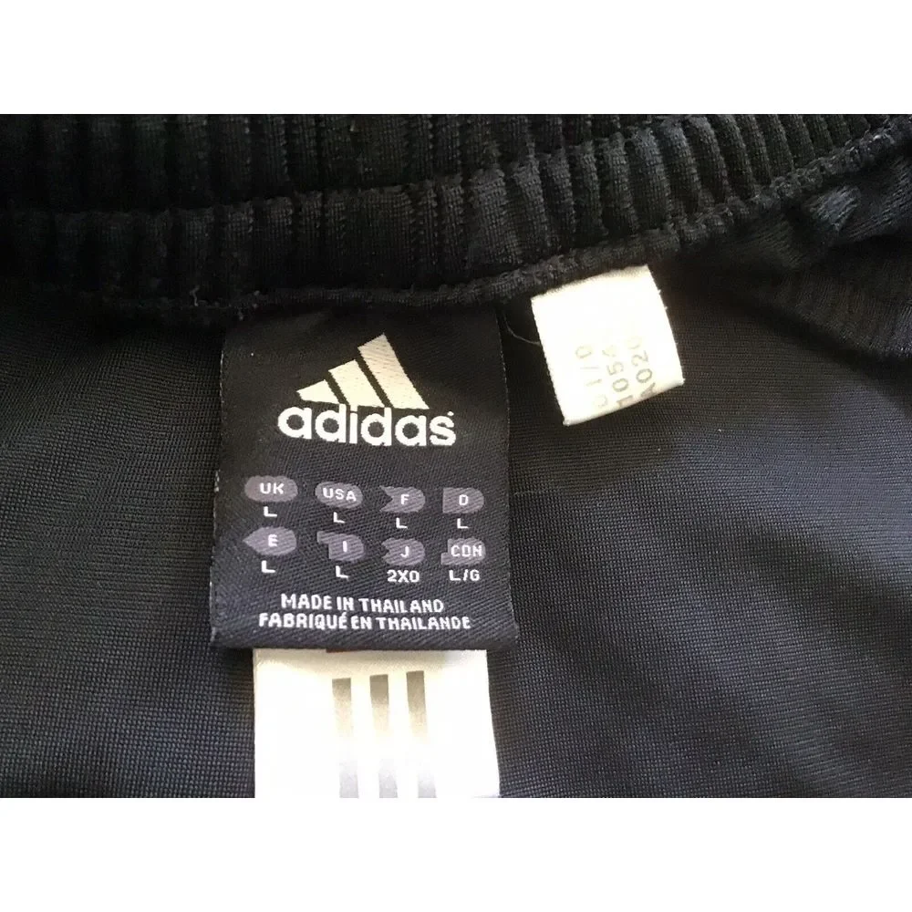 Vintage Adidas Pants Men's Large Black Silver Stripes Break Away Side‎ Snap